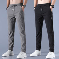 Combo of 2 Men's Sports Regular Fit Cool Pants with Two Side Pockets (Black + Grey)