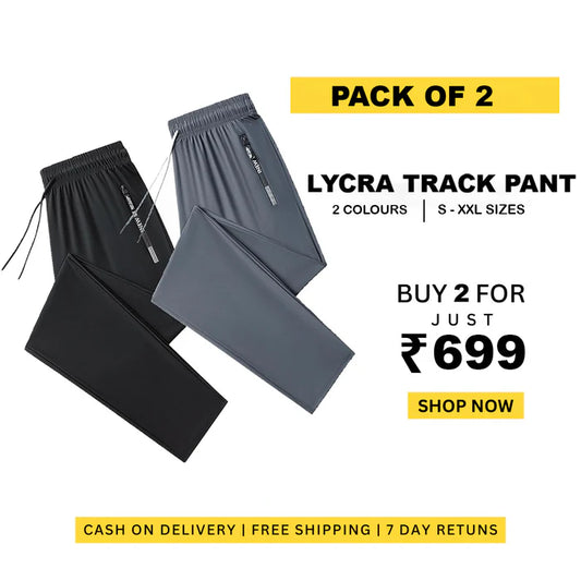 Combo of 2 Men's Sports Regular Fit Cool Pants with Two Side Pockets (Black + Grey)