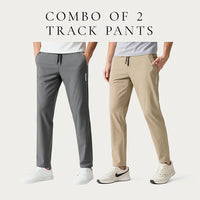 Combo of 2 Men's Sports Regular Fit Cool Pants with Two Side Pockets (Black + Grey)